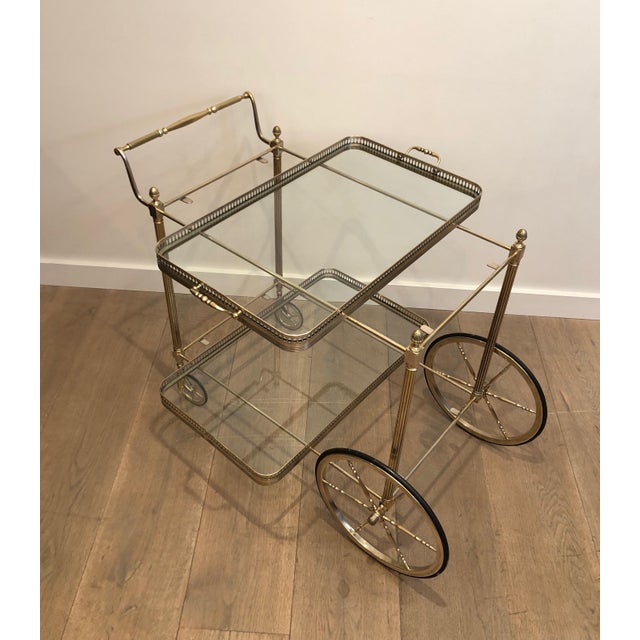 1940s Maison Bagués. Neoclassical Style Silvered Brass Drinks Trolley. French For Sale - Image 6 of 12