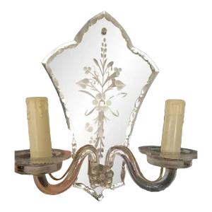 C1920's Venetian Art Deco Eglomise Mirrored Art Glass Wall Sconces Murano Italy a - Pair