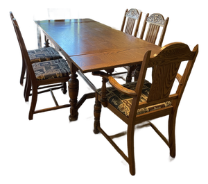 Late 20th Century Jacobean Refractory Dining Table & Chairs