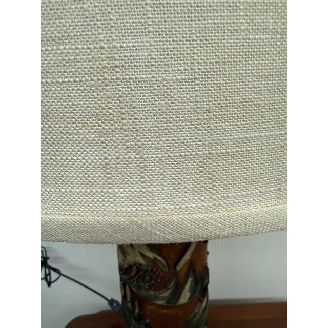 Hollywood Regency Mid 20th Century Mabro Lamp Company Carved Flower Table Lamp, Medium For Sale - Image 3 of 12