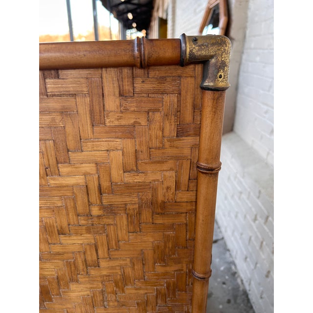 Vintage 1980s Chinoiserie Faux Bamboo and Parquetry Campaign Gentleman's Dresser For Sale - Image 11 of 15
