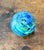 1999 vintage hand-blown art glass paperweight by studio artist Jim Karg. The distinctive "Aquatone" ocean swirl styling,...