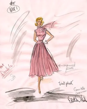 Reproduction 11x14 Print of Original Costume Sketch by Edith Head of Grace Kelly "To Catch a Thief" 1955