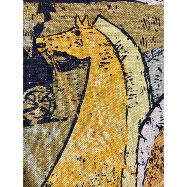 1950s Barkcloth Etruscan Pattern 144" Drapery Panel For Sale - Image 4 of 8