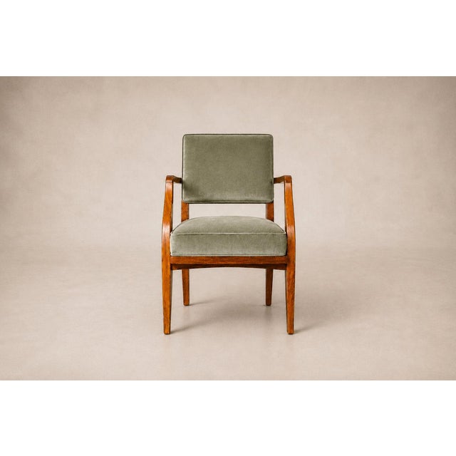 1950s Pair of Caviúna Wood Armchairs in Thick Green Velvet, Brazil, Mid-20th Century - Lot 954 For Sale - Image 5 of 16