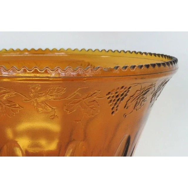Amber Indiana Harvest Grape Style Amber Glass Punch Bowl For Sale - Image 8 of 11