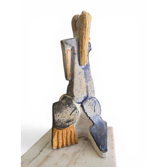 Abstract Female Figure in Painted Ceramic by Alfredo Lanz, Italy, 1970s For Sale - Image 6 of 11