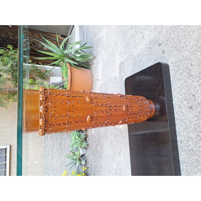 Black Vintage Console Table in Finely Crafted Wood with Floral Motifs by Pietro Lingeri, 1940s For Sale - Image 8 of 10
