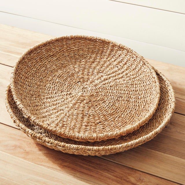 Boho Chic Seagrass Round Trays, Set Of 3 For Sale - Image 3 of 5
