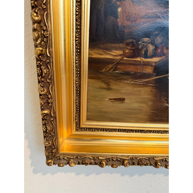 Paint Antique 19th Century British Oil Painting by G. Wylle Rural Landscape Gilt Frame For Sale - Image 7 of 10