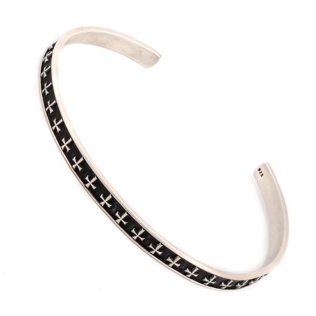 Sterling Silver Cross Symbol Cuff Bracelet For Sale - Image 4 of 5