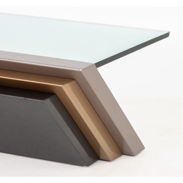 Gray Modern Cantilevered Glass Top Coffee Table For Sale - Image 8 of 9