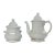 1850's J Wedgwood White Ironstone Fig Leaf Pattern Tea Pot and Sugar Bowl For Sale