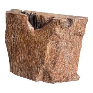 Late 20th Century Buried Teak Wood Pedestal From the Sumatran Rainforest, Modern Organic For Sale