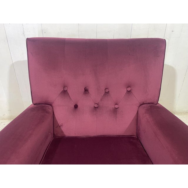 Vintage Lounge Chair in Purple Velvet, 1952 For Sale - Image 10 of 13