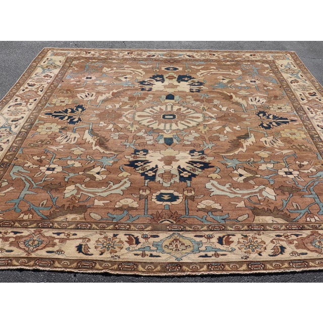 Antique Persian Serapi Rug With Grand Medallion and Expansive Botanical Design For Sale In Atlanta - Image 6 of 16