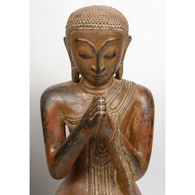 Pair of dry lacquer sculptures, Asian art, 19th century or early 20th century. Pair of kneeling figures from the 19th...