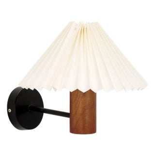 Luli Pleated Wall Sconce in Walnut/Black For Sale