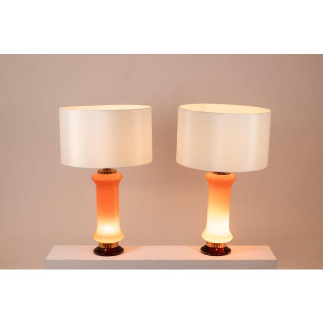 Orange Glass Table Lamps. 1970s, Set of 2 For Sale - Image 3 of 13