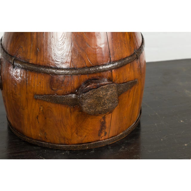 Chinese Qing Dynasty Period 19th Century Pear-Shaped Wooden Grain Basket For Sale - Image 12 of 13