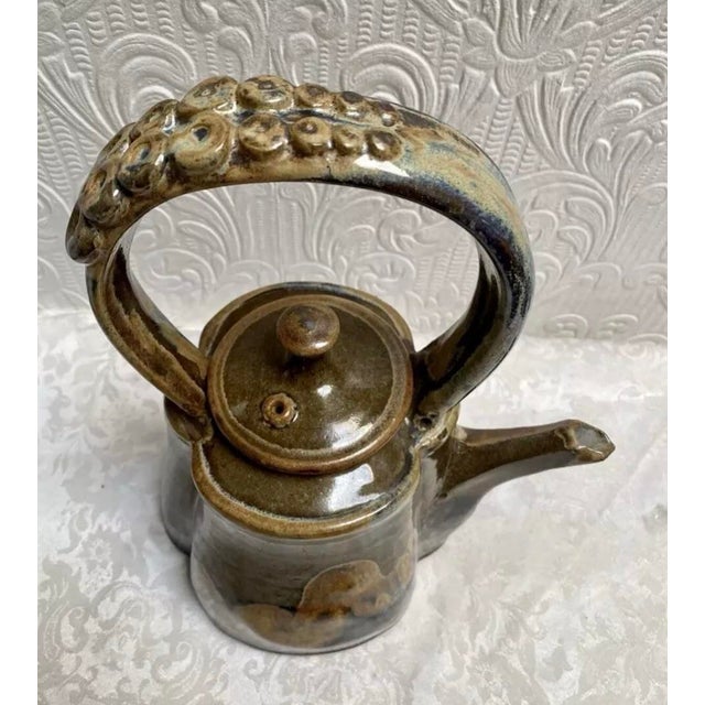Large Vintage Handmade Bob Nichols Studio Art Pottery Tea Pot For Sale - Image 4 of 12
