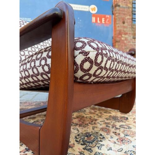 Wood Mahogany Armchair with Aubergine Circular Pattern For Sale - Image 7 of 11