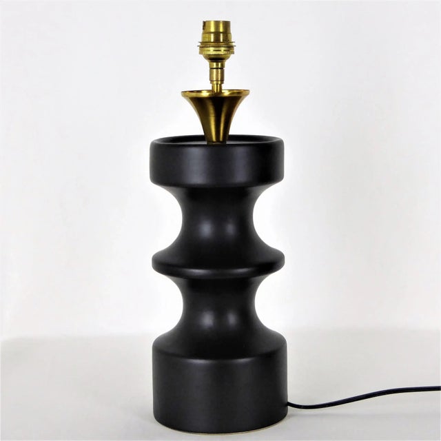 1950s Black Ceramic Chess Pawn Lamp, 1950s For Sale - Image 5 of 13