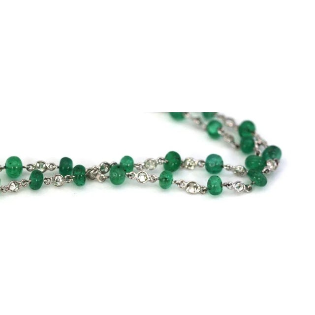 Diamond & Emerald Bead Necklace For Sale In Los Angeles - Image 6 of 8