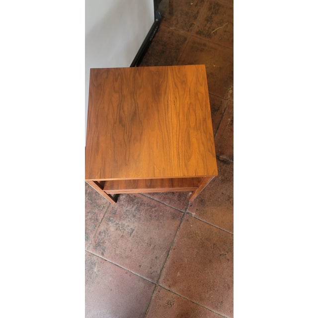 Wood Mid Century Walnut Paul McCobb Calvin "Linear Group" Nightstand or End Table With Drawer For Sale - Image 7 of 9