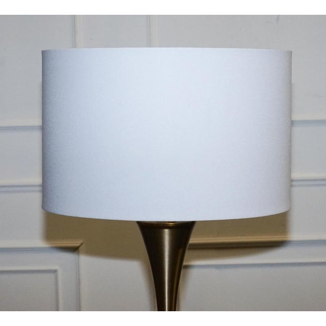 Gold Gold Floor Lamp with White Shade For Sale - Image 8 of 9