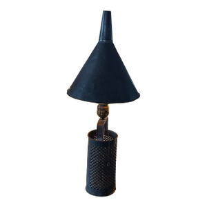 Primitive Table Lamp - Irvin's Country Tinware Kettle Black