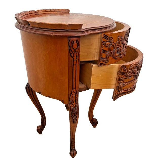 Vintage French Bombe Bedside Cabinet Nightstand Drum Table Concealed Drawers For Sale - Image 9 of 13