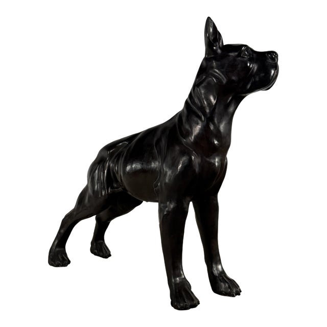 Life-Size Boxer Dog Bronze Sculpture – 42”h Contemporary Canine Statue For Sale