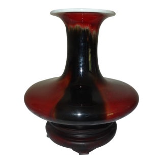 Sang De Bouf and Mirror Black Flambe Vase For Sale