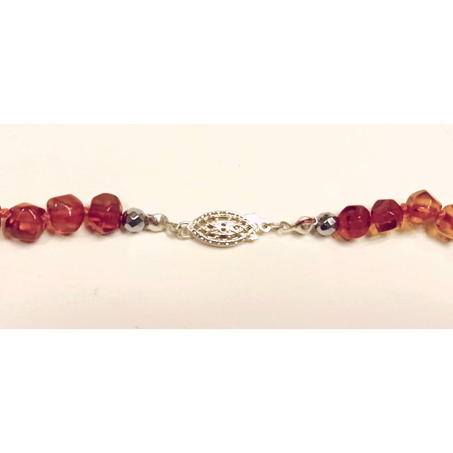 2020s 16" Graduated Faceted Baltic Amber Necklace With Sterling Silver Clasp For Sale - Image 5 of 12