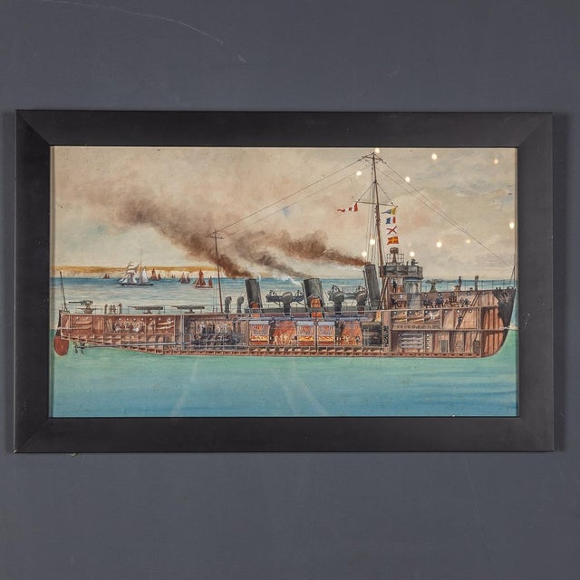 Mid 19th Century Charles John De Lacy, Warship Illustrations, Late 19th or Early 20th Century, Oil Paintings on Board, Framed, Set of 2 For Sale - Image 5 of 15