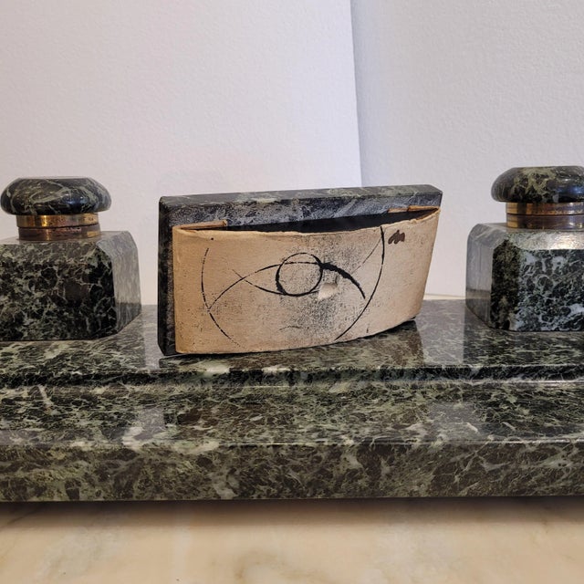 Napoleon III Writing Desk in Serpentine Marble and Bronze, France, 19th Century For Sale - Image 10 of 13