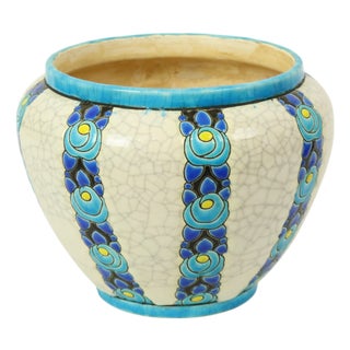 Art Deco Polychrome Flowerpot Vase by Charles Catteau for Boch Frères, 1922 For Sale