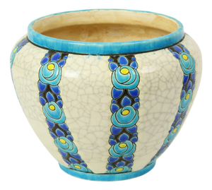 Art Deco Polychrome Flowerpot Vase by Charles Catteau for Boch Frères, 1922