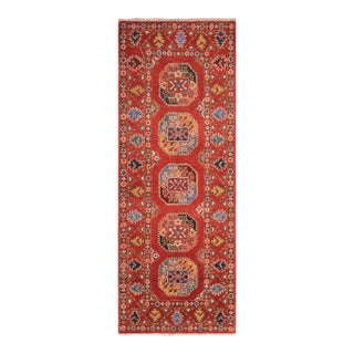 Shabby Chic Ziegler Rust/Rust Wool Runner Rug- 2'8'' X 6'6'' For Sale