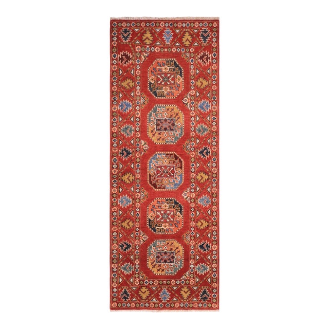 Shabby Chic Ziegler Rust/Rust Wool Runner Rug- 2'8'' X 6'6'' For Sale