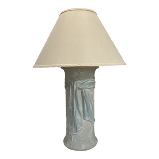 Vintage Late 20th Century Modern White Table Lamp With Shade by Sunset Lamp For Sale