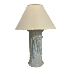 Vintage Late 20th Century Modern White Table Lamp With Shade by Sunset Lamp