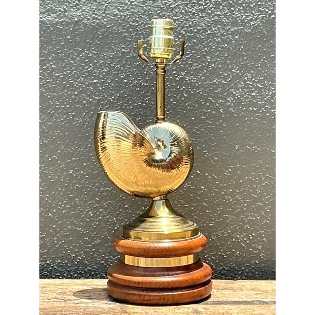 Vintage Brass Nautilus Shell Table Lamp For Sale - Image 14 of 16