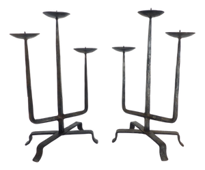 Brutalist Wrought Iron Chandeliers, France, 1972, Set of 2