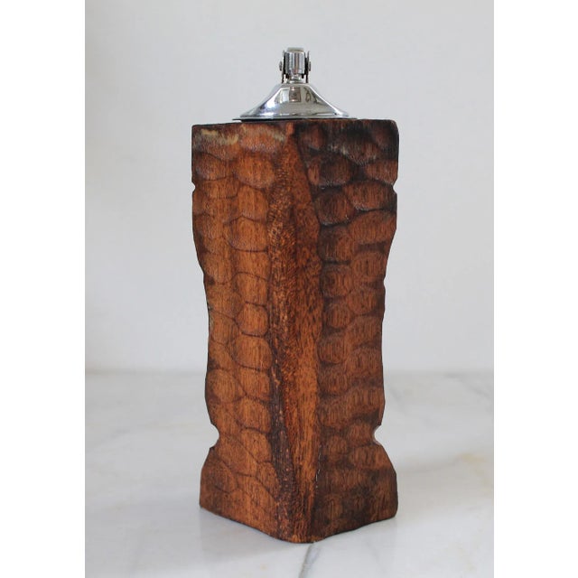 Brown Vintage Hand Carved Wood Tiki Table Lighter For Sale - Image 8 of 12