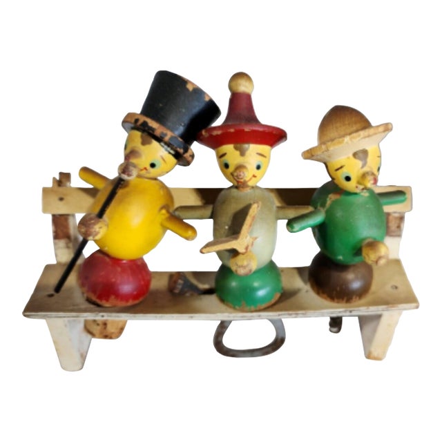Vintage Scandinavian Hand Carved Folk-Art Wine / Bar Set - 4 pcs For Sale