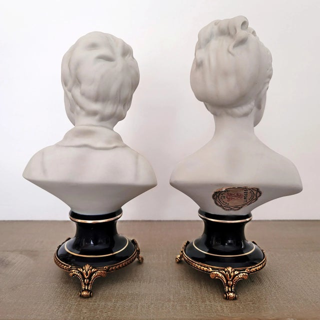 Portraiture Limoges Bisque Porcelain Brongniart Children Busts After Houdon by Tharaud, a Pair For Sale - Image 3 of 13
