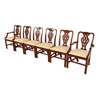 Baker Furniture Georgian Carved Mahogany Dining Chairs, Set of Six For Sale