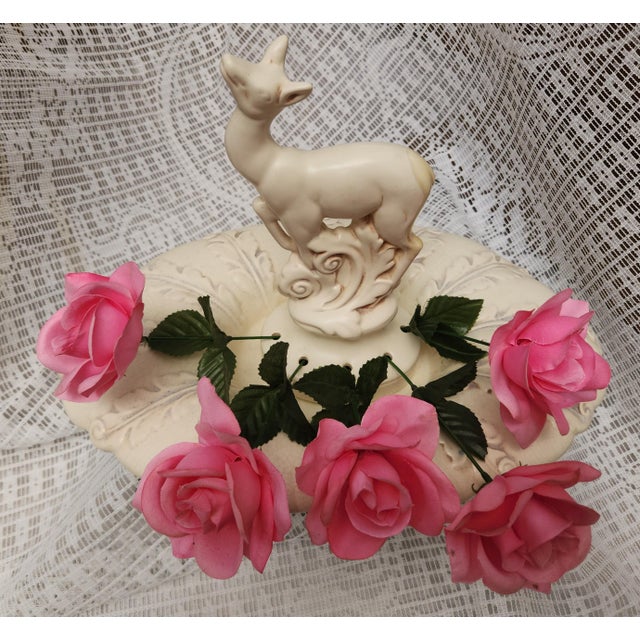 Mid-Century Modern Redwing Pottery Leaping Deer With Flower Frog #526 For Sale - Image 3 of 6